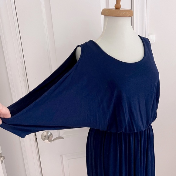 Navy Blue Jersey Mini Dress with open sleeves, M, Anthropologie - Picture 3 of 7
